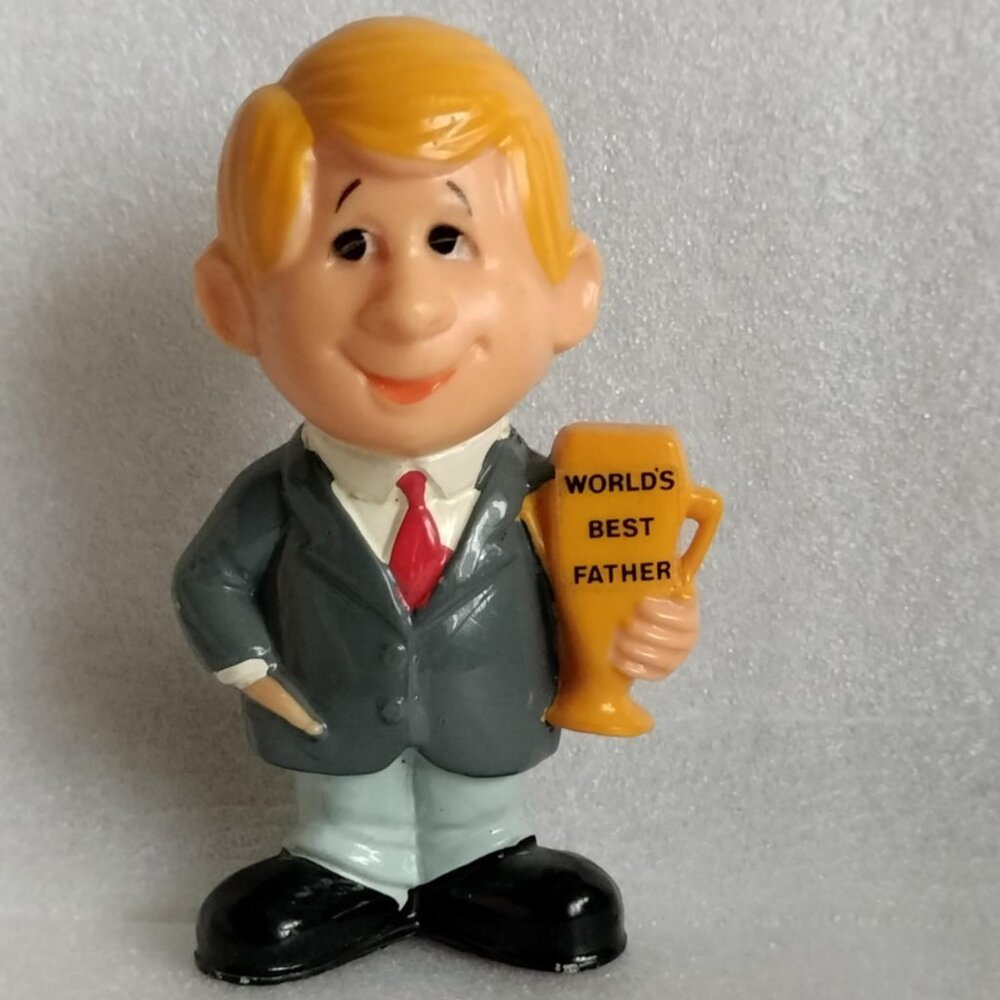 Vintage Berries World's Best Father Plastic Figurine Blond Cooking Father's day